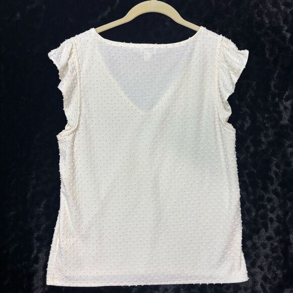 J . Crew Women's Cream Ivory Flutter Cap Sleeve Fairy Core Romantic Blouse, S - Picture 3 of 7